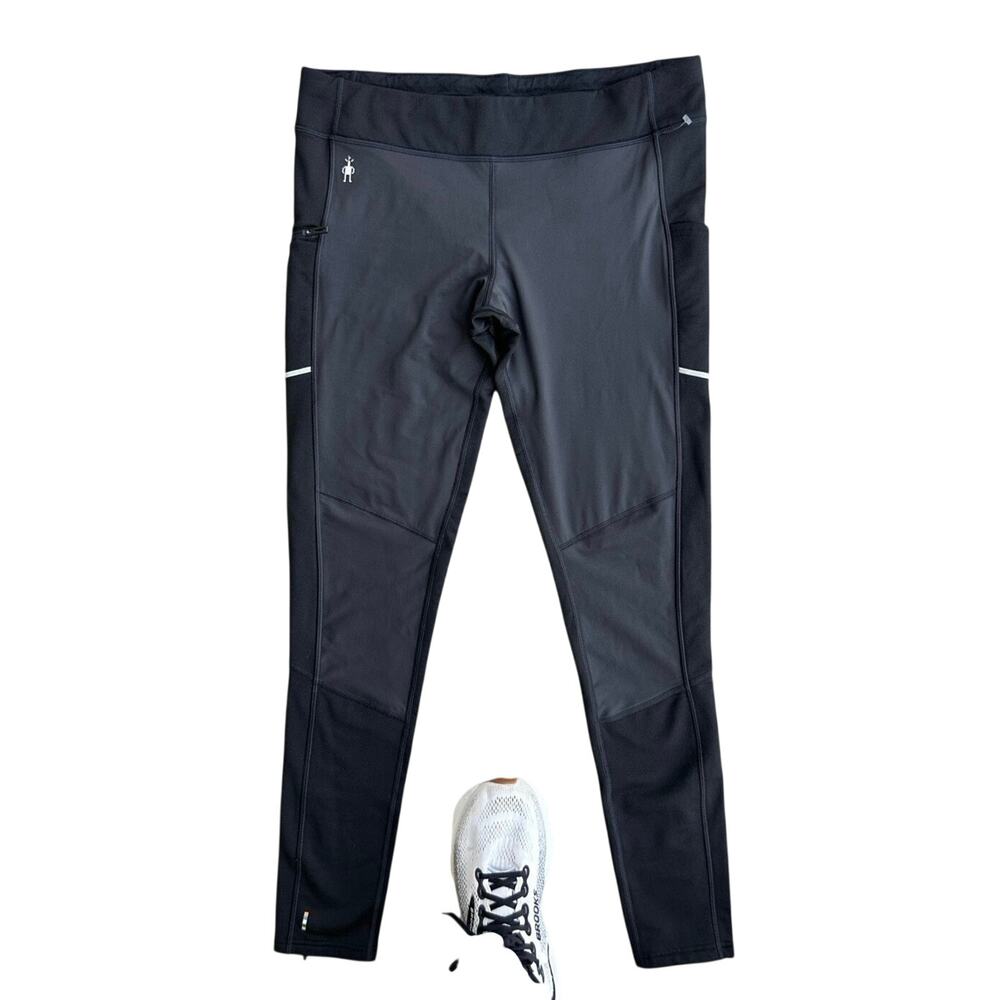 Smartwool Women’s Running Tights Black Athletic Zip Pocket Reflective Wool L